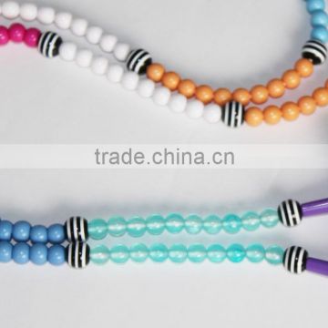 colored beads design necklace earphones & headphones with mic