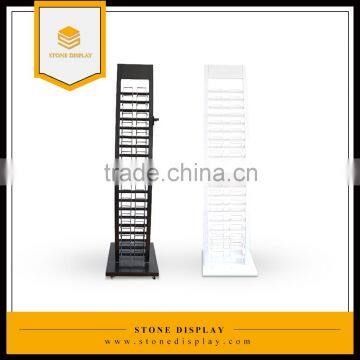 black and white backing finish metal quart display rack