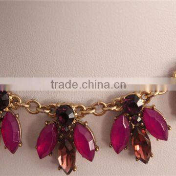 Red Color Clear Rhinestone Necklace, Flower Choker Crystal Necklace photo-4