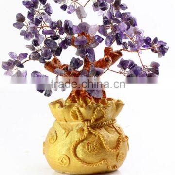 purple amethyst beaded tree cryatal money tree