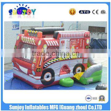 Hot selling popular and cutely car combo inflatable slide combo for kids