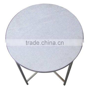 French Country Hot Sale Living Room White Marble Movable Side Table photo-4