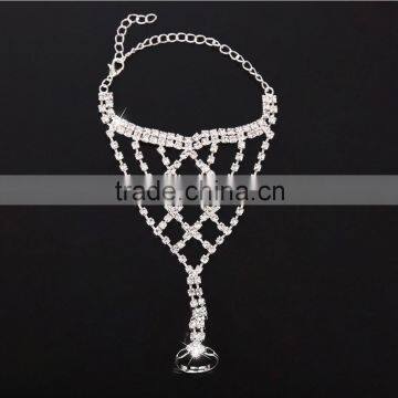 Women Jewelry Bracelet With Ring Rhinestone Claw Chain Bride Wedding Accessories photo-2