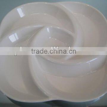 flower shaped sectional melamine dinner plate