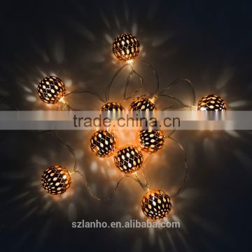 10 LED String Lights Metal Ball LED Fairy Lights Indoor/Outdoor Christmas Wedding Party Decoration Battery Power Strip Lights