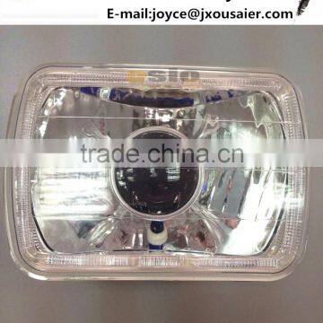 5 inch Square Auto Halogen Headlight Semi Sealed Beam Lamp with Crystal Glass