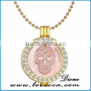 Dubai gold plating fashion jewelry wholesale crystal skull pendant necklace