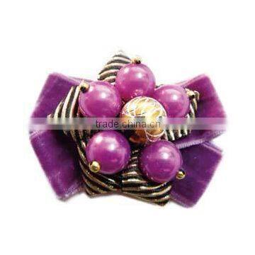 velet ribbon flower with bead for shoes ornament