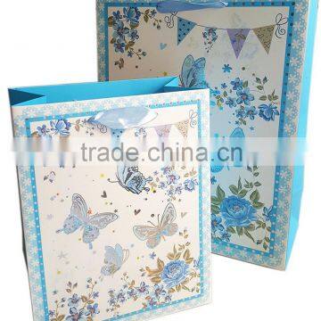 luxury hotstamp paper shopping bag with butterfly print