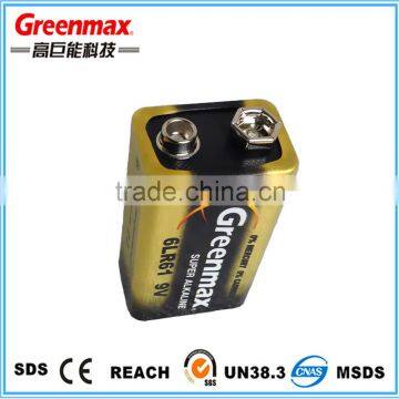 6LR61 9V Alkaline Battery with US PL 104-142 and MSDS