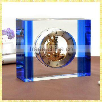 Unique Exquisite Upscale Blue Crystal Cutting Clocks For New Year Business Gifts Souvenirs