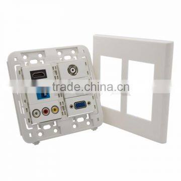 120 X 120mm Face Plate HDMI VGA CAT6 RJ45 3RCA AV TV AC Power Wall Plate Support DIY photo-3
