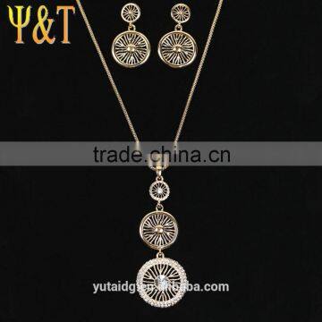 Jingli jewelry Wholesale fashion dubai gold plated special shaped long chain necklace jewelry set for women and girls