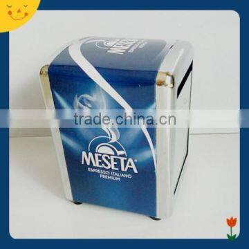 Beer advertising metal restaurant napkin tissue holder wholesale cheap tinplate restaurant napkin holder