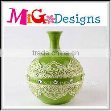 elegant design ceramic green flower vase home decoration