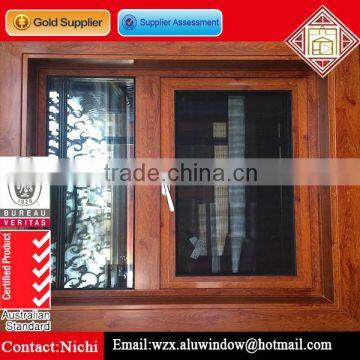2016 Latest Wood Grain Finish Aluminum Casement Window With Mosquito Nets