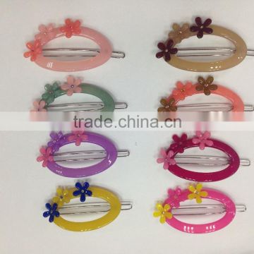 Fashion acetate ellipse hair clips flower girls hair pins pink boutique hair clips