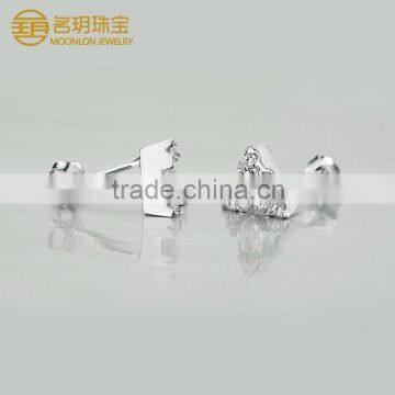 Fashion Geometric Figure Sterling Silver Gemstone Stud Earrings for Stylish Women photo-4