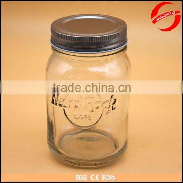 Engraved 480ml Cheap Small Glass Jam Jar With Lid