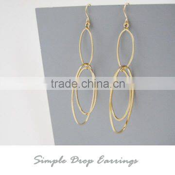 Hotselling gold plate fashion long hanging earrings for girls