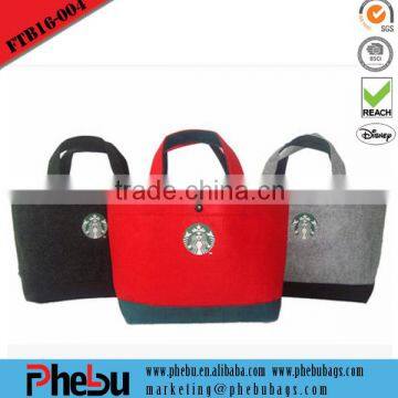 Factory heavy duty promotional custom cheap felt picnic bag(FTB16-004)