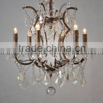 IC2081-6 Wedding Chandelier Clear Crystal Iron frame Wrought Iron Candle Chandeliers