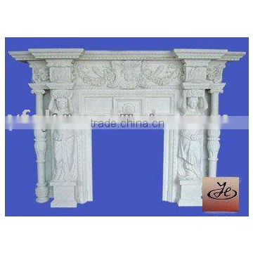 Laxury Design Statue Carved White Marble Fireplace Mantel