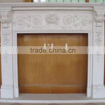 Indoor marble fireplace mantel