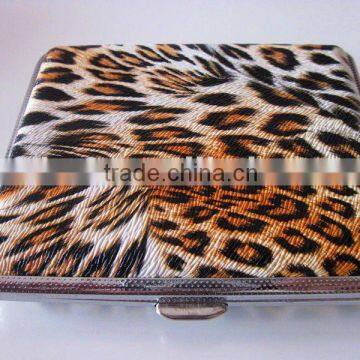 18pcs leopard pu leather cigarette case, metal cigarette case.