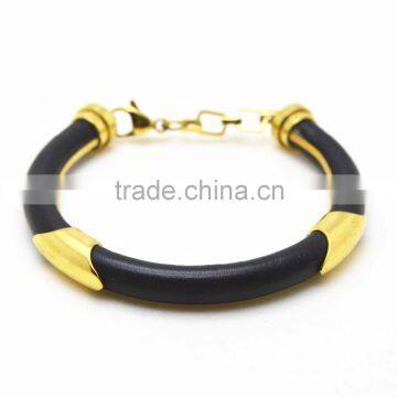 2016 Fashion Leather Bracelets with stainless steel tube