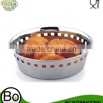 stainless steel shallow bread basket