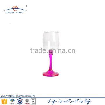 Hand Painted Pink Colored Stem Wine Glass