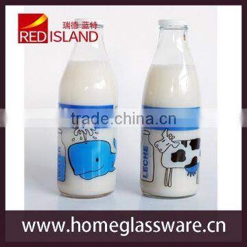 1000ML Printed Glass Milk Bottle