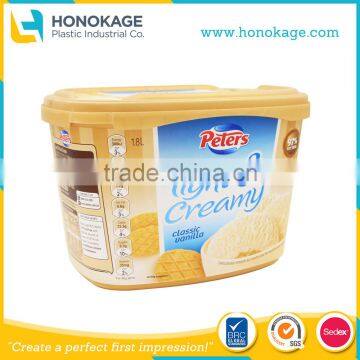 1.8L IML Plastic Ice Cream Cup Labels Have Lid and Tamper Proof