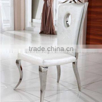 Stainless Steel Leg Leather Dining Chair Modern photo-3