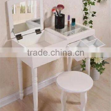 Mini Dresser European Korean Style Small Cosmetics Bed Side Dresser White Wood Makeup Table With Mirror 60*30*60cm T15-523B