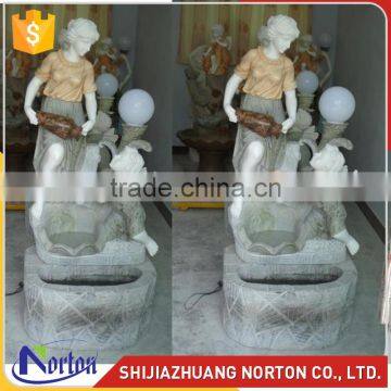 Carved lady and playing children colorful marble water fountain NTMF-016LI