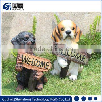 Impressive Resin dog welcome sign garden statues