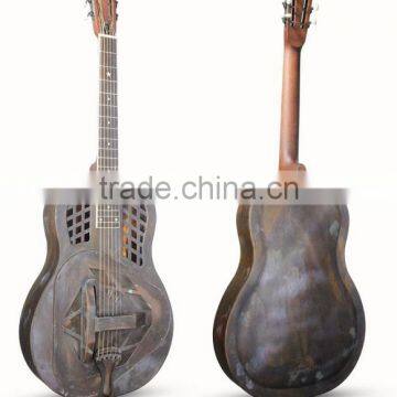 Ancient finish copper alloy body tri-cone resonator guitar