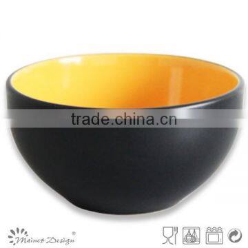 matt color round shape ceramic two tone soup bowl