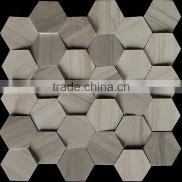 MM-CV235 Super Quality Indoor Design Natural Stone Marble Hexagon Mosaic Tile photo-2