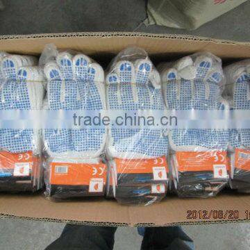DDSAFETY Bleach Cotton String Knit Gloves With Blue PVC Dots Safety Gloves photo-5