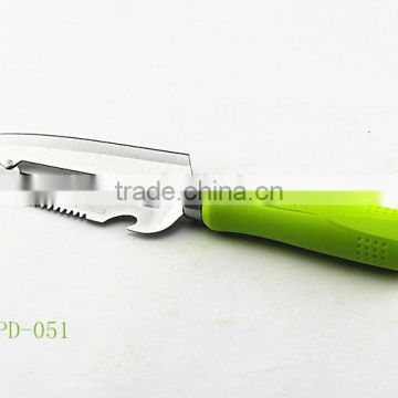 PD-051 Multi Function 4 in 1 peeler knife Fish scraper bottle opener sharp tip manual apple and potato kitchen utensil M size