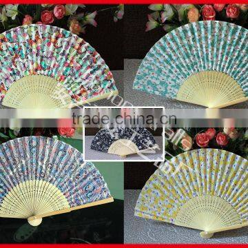 Beautiful fabric bamboo fan for ladies