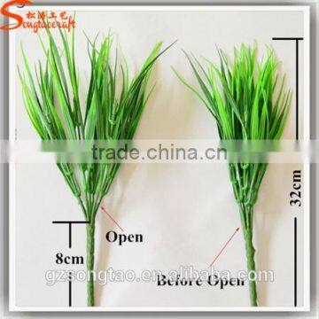 7-green Fork Artificial Plants Plastic Grass Bouquet Flower Shop Plant Decoration photo-5