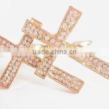 Double finger cross Alloy ring