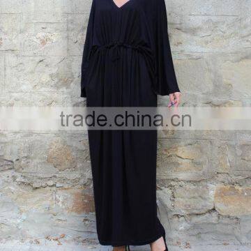 2017 Spring Summer Black Elegant Long Sleeve Maxi Evening Dress For Fat Women Casual Caftan HSD5976 photo-5