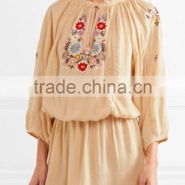 Boho Clothing Colorful Floral Embroidery Designs Mini Dress Swimwear Cover up 2016 HSD5839 photo-3