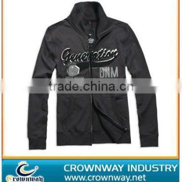 Mens cotton hoodie jacket with embroidery and print