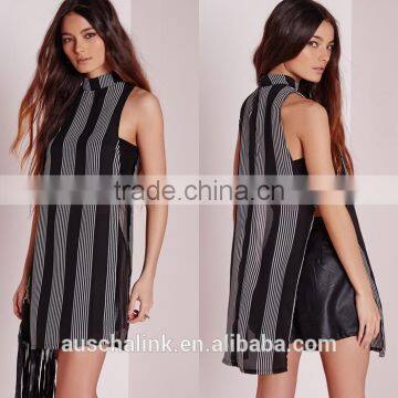 2016 Hot Sale Girls Black Stripe High Neck Blouse Wholesale photo-6